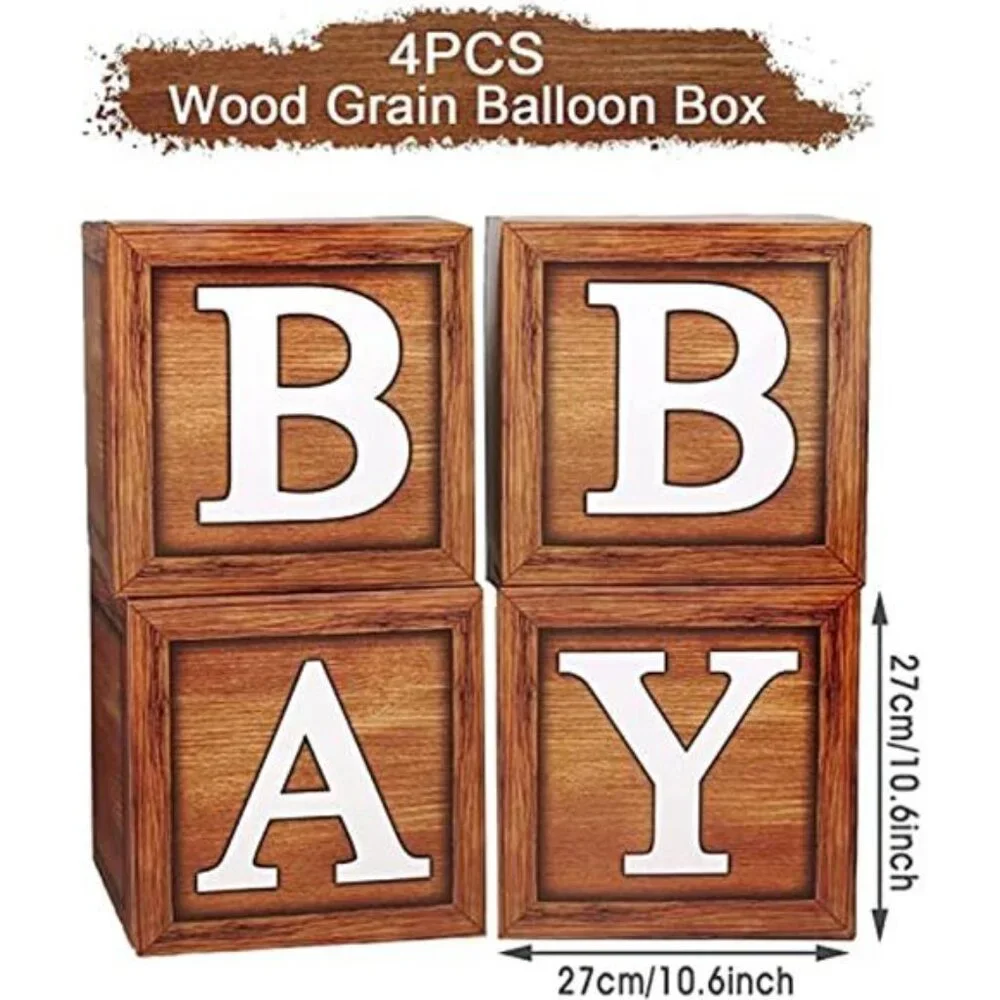 Baby Shower Decorations Wood Blocks Baby Boxes Letters Gender Reveal Party Girl